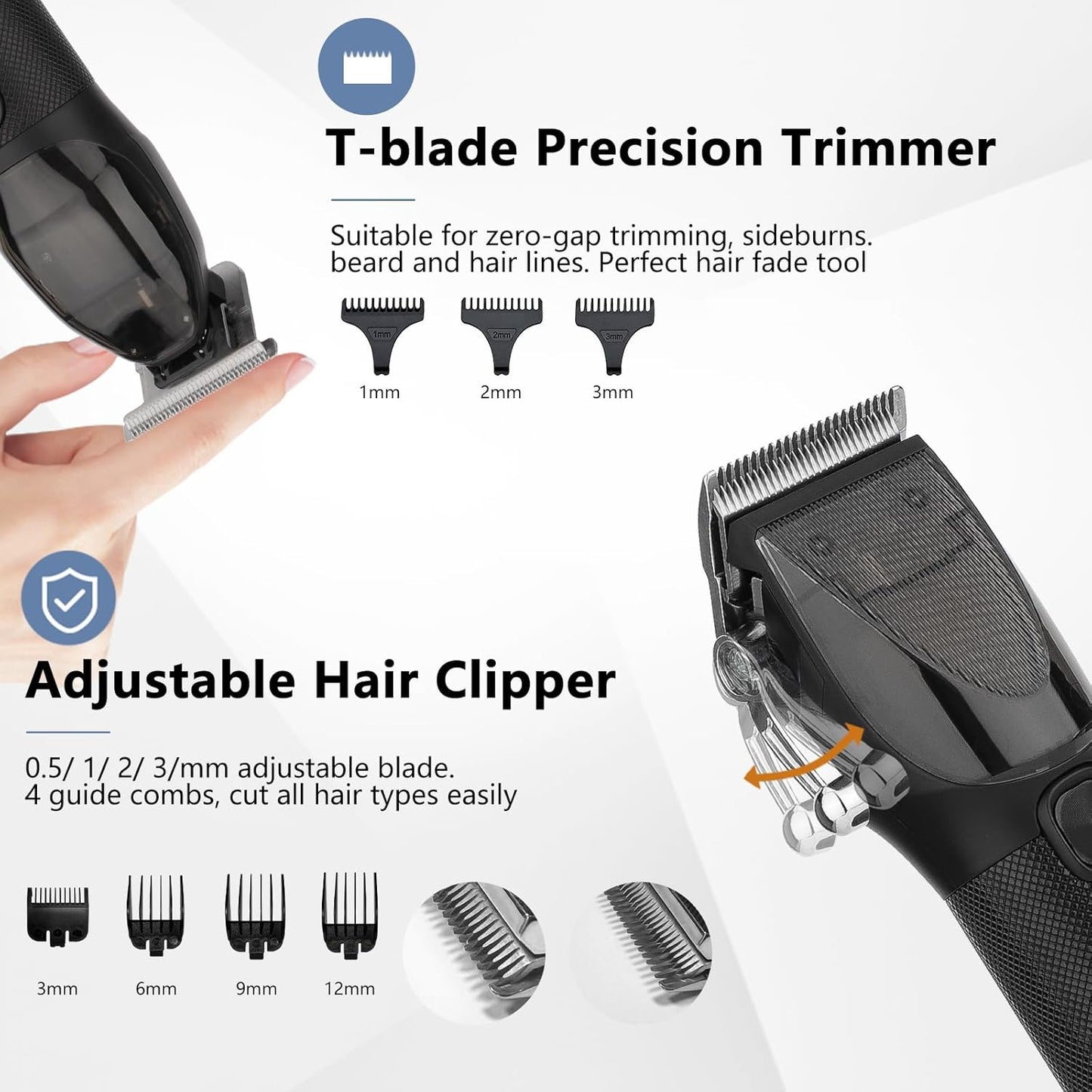 Hair Clippers for Men Professional, Barber Clippers and Trimmer Set, Hair Clipper& Hair Trimmer & Electric Foil Shavers Razor Kit, Hair Cutting Kit, Cordless Mens Grooming Kit
