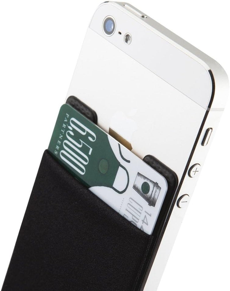 Basic Cell Phone Wallet Stick On, Card Holder for Back of Phone Working as Adhesive Stretchy Iphone Wallet. Sinji Pouch Basic 2 Black