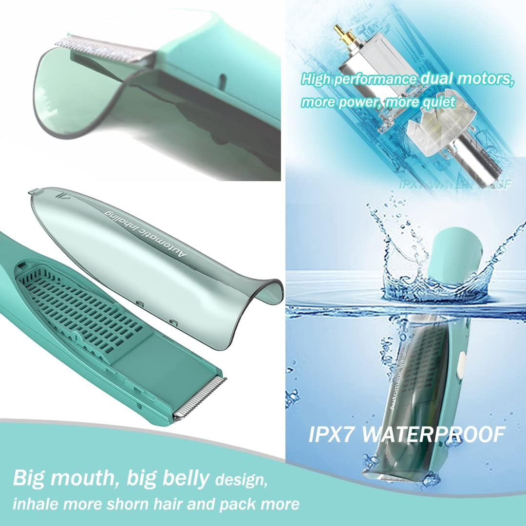 Cordless Vacuum Hair Clipper for Baby,Wireless Beard & Hair Trimmer,Rechargeable Waterproof Home Haircut Kit Kids & Men, Automatic Hair Suction, with Professional Hair Scissors