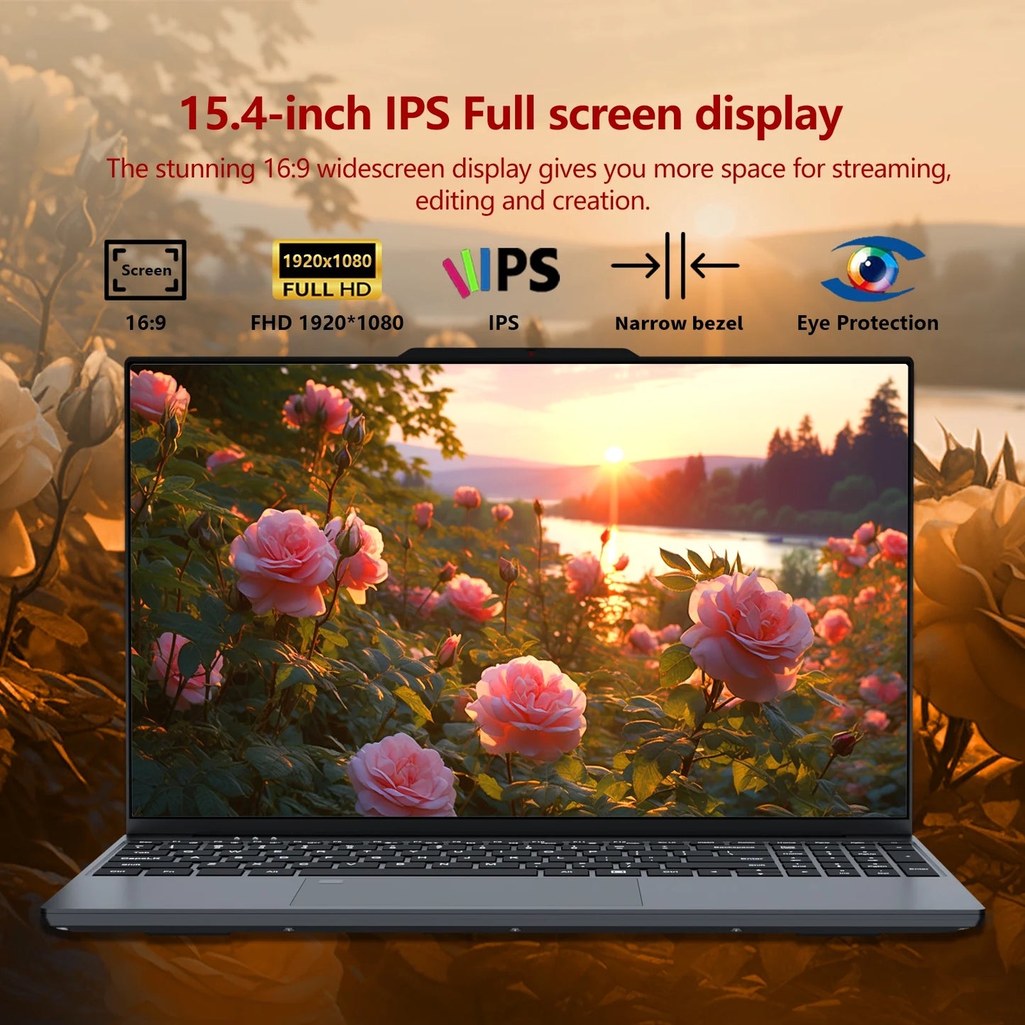 2025 Gaming Laptop,Narrow Bezel 15.4 Inch Laptop Computer with N150 Processor(Up to 3.6Ghz) 16GB RAM 1TB SSD FHD Premium Laptop,Wifi 5,BT 4.2,Fingerprint Unlocking,Backlit Keyboard, Win 11 Pro