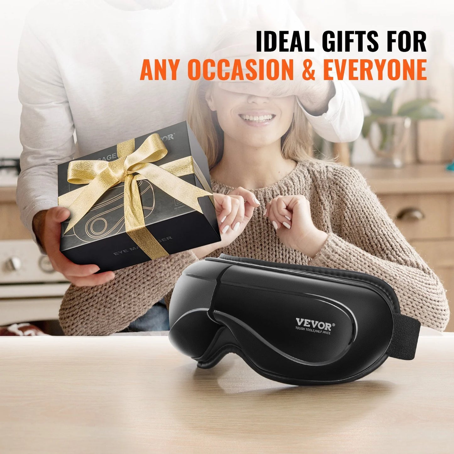 VEVOR Heated Eye Massager: 5 Modes, Bluetooth Music & Remote Control