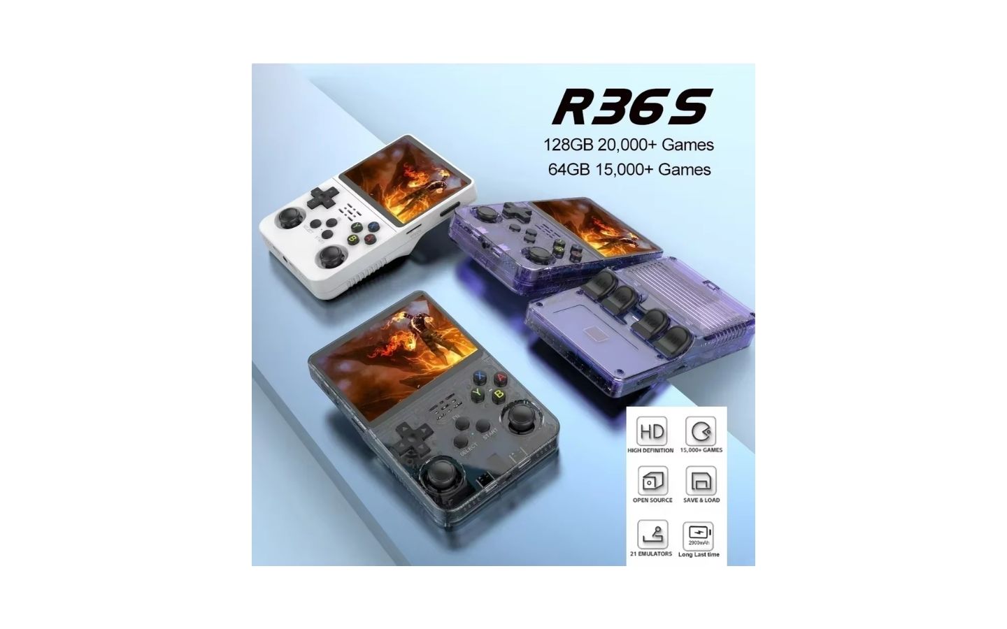 R36S Retro Gaming System: 256GB, 3.5" IPS, Portable