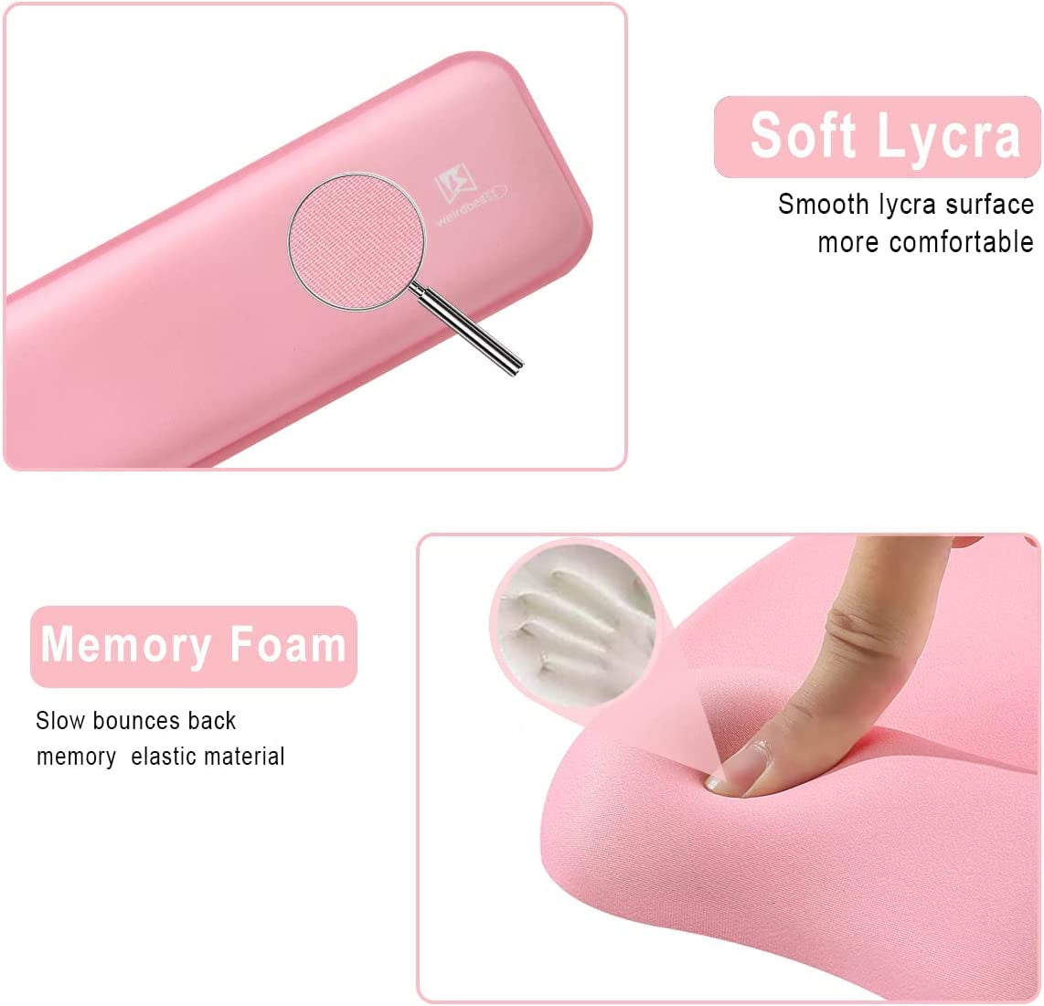 Ergonomic Memory Foam Wrist Rest Set: Pink, Keyboard & Mouse Support