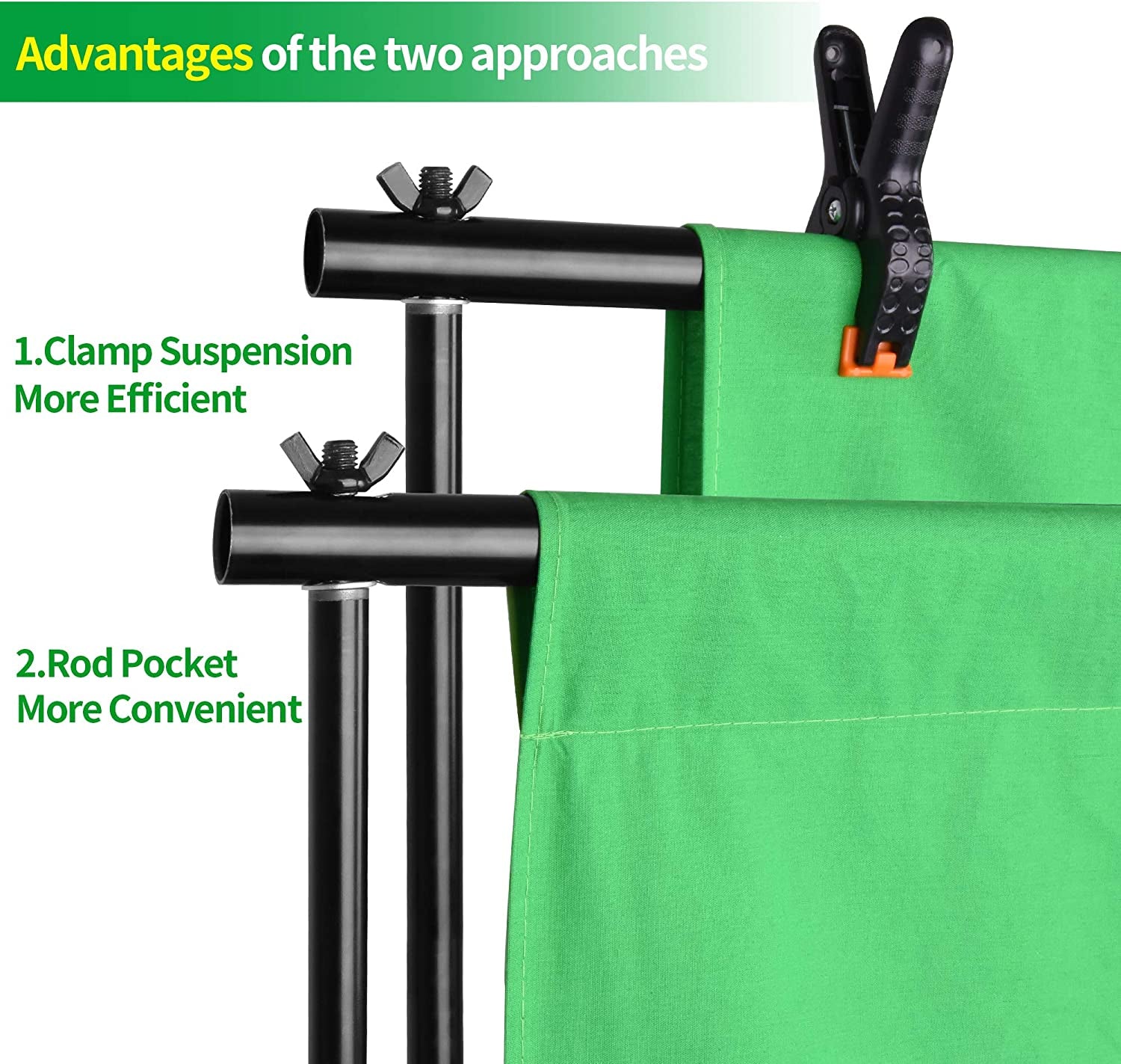 Professional Photography Background Support System: 8.5x10ft Stand & 10x12ft Green Screen