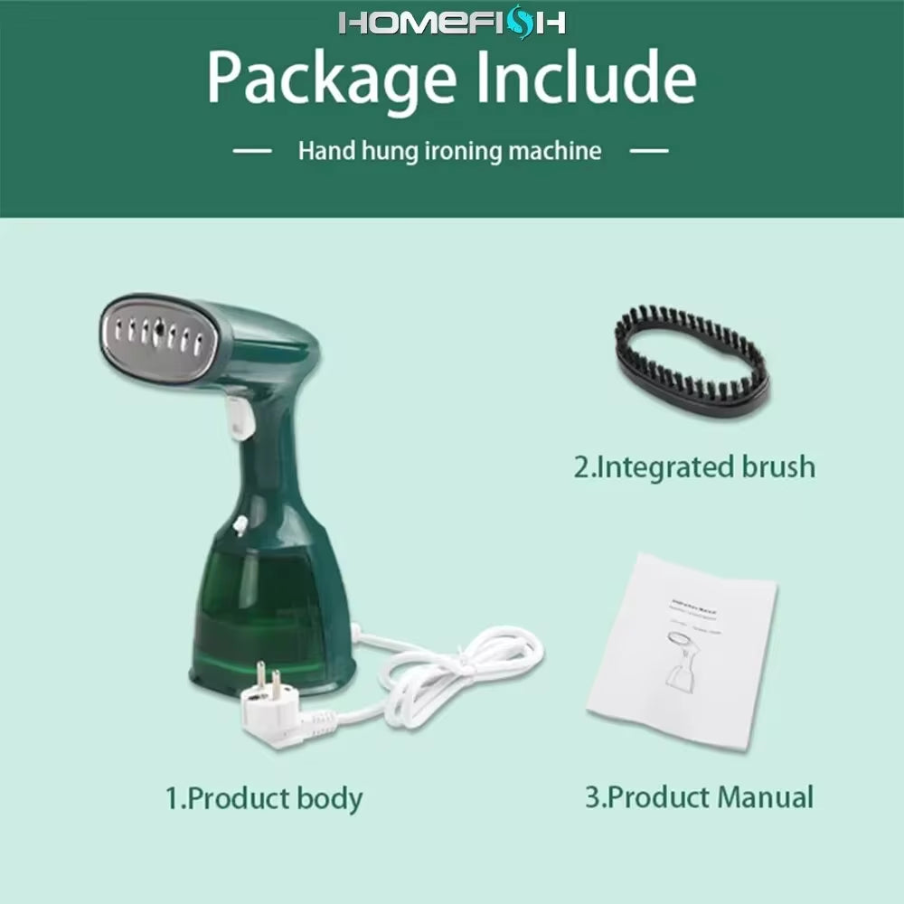 Powerful 1500W Handheld Fabric Steamer: 20 Second Heat-Up, 7 Holes, 280ml