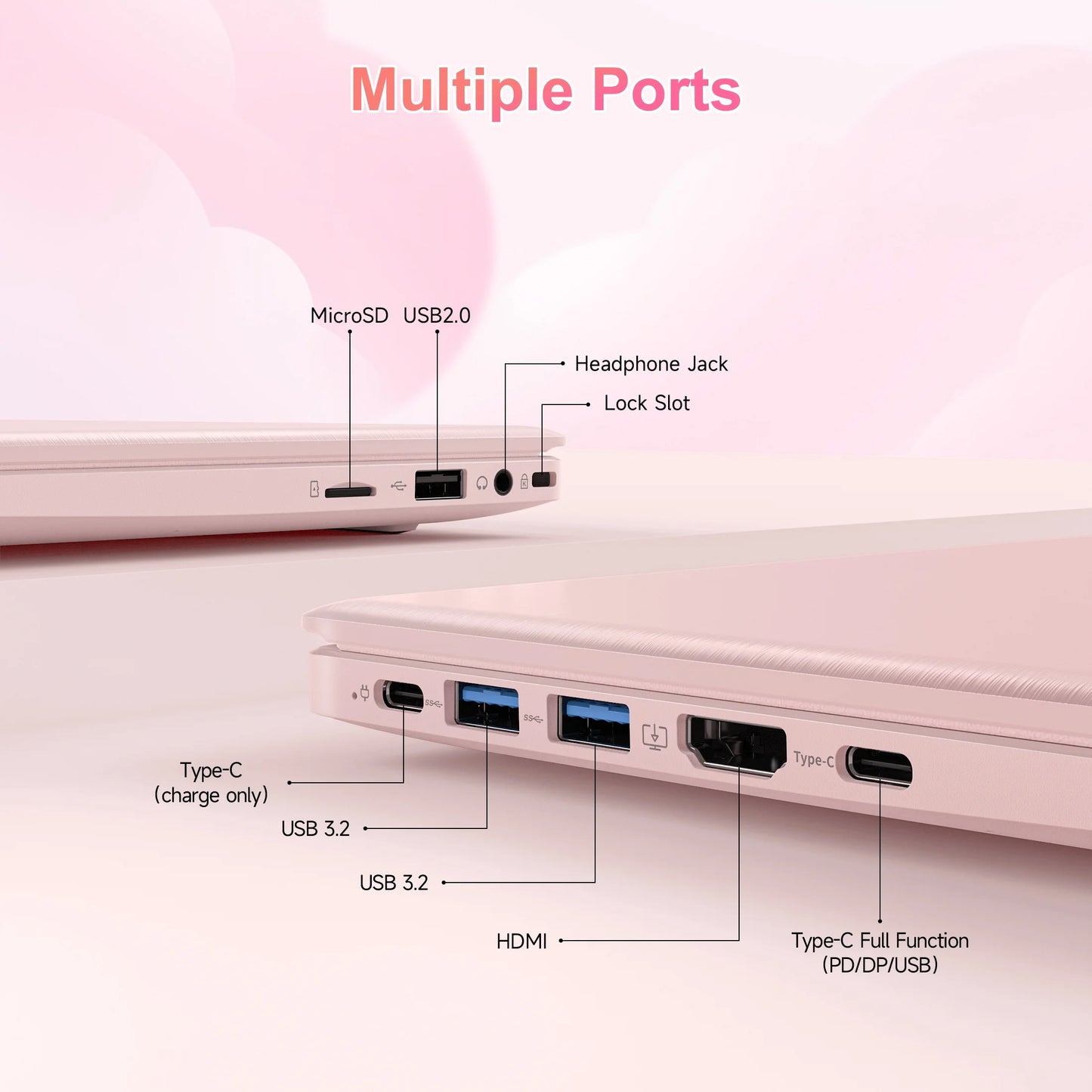 15.6" Laptop Computer, 12GB RAM 512GB SSD, FHD Display with Intel N150 (Up to 3.6Ghz), Windows 11 Pro Laptop, Fingerprint, Backlit KB, Pink