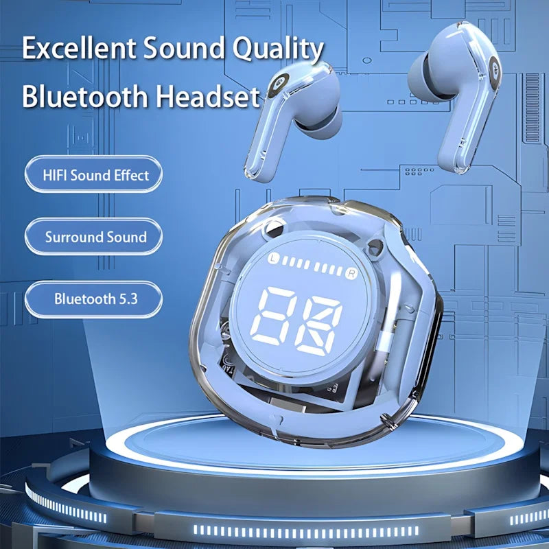 T8 PRO Tws Bluetooth Earbuds Transparent with LED Digital Display Wireless In-Ear Earphone for Xiaomi Huawei Iphone Headphone