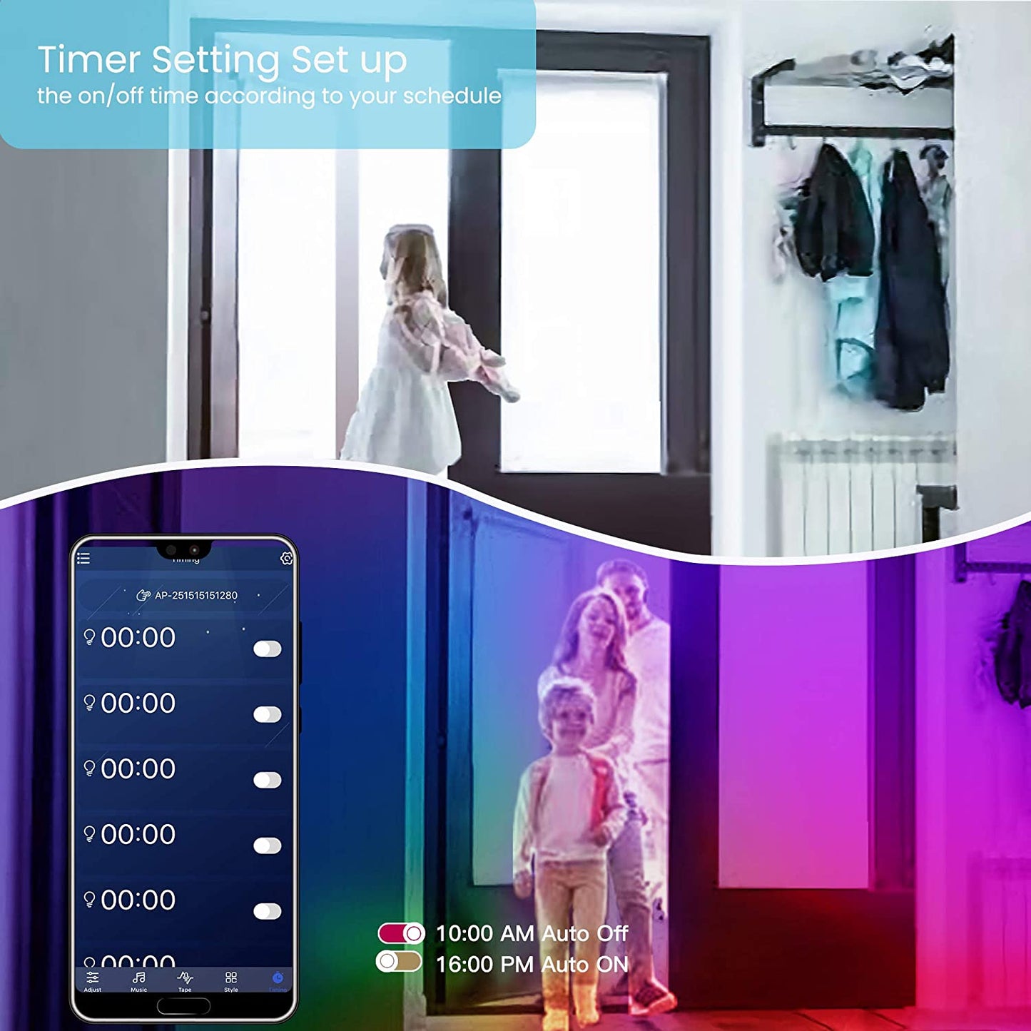 50 FT LED Strip Lights,Bluetooth LED Lighting for Bedroom, Color Changing Light Strip with Music Sync, Phone Controller and IR Remote(App+Remote +Mic)