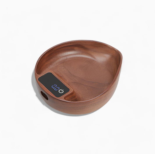 Báscula electrónica para café de nogal: pesaje de precisión con diseño de hoja