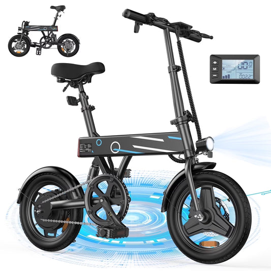14" Foldable Electric Bicycle for Adults,500W 36V/7.8Ah Electric Bike,Lcd,20Mph Commuter E Bike for Teen