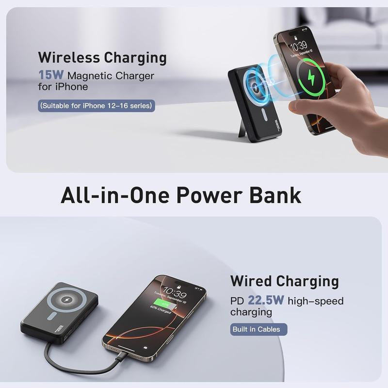 16800mAh Portable Charger: Built-in Cables & LED for iPhone/Android