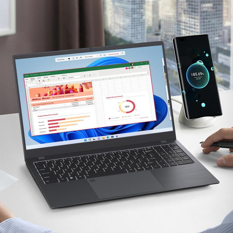 15.6 Inch Business Laptop Notebook PC CPU N5095 16GB RAM 512GB/1TB SSD Storage Windows 11 Fingerprint Recognition Backlit Keyboard