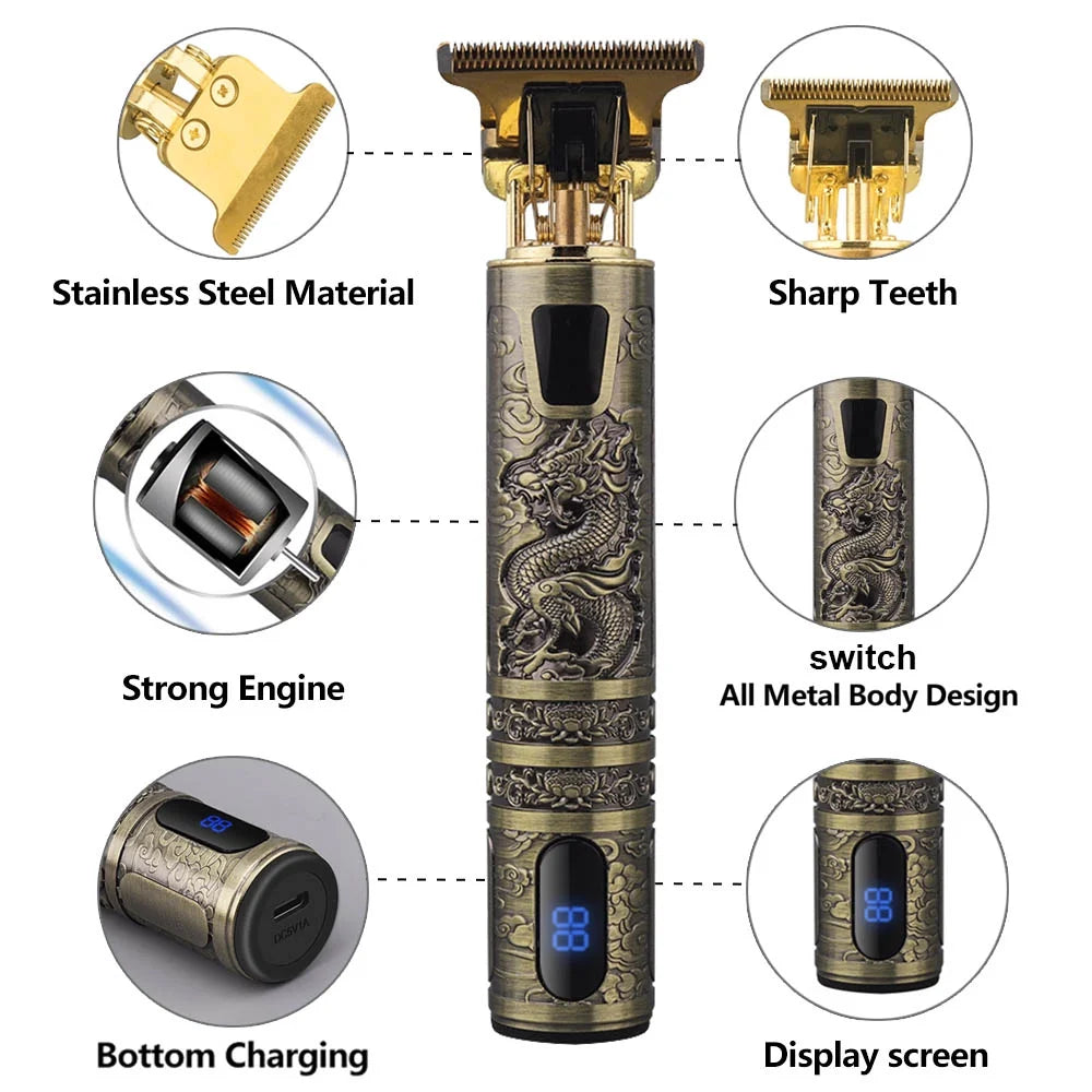Hair Trimmer, Hair Clippers for Men Hair Cutting Professional Cordless Zero Gapped Hair Trimmer for Men Haircut Clipper Detail Beard Trimmer Shaver, USB Rechargeable LED Display
