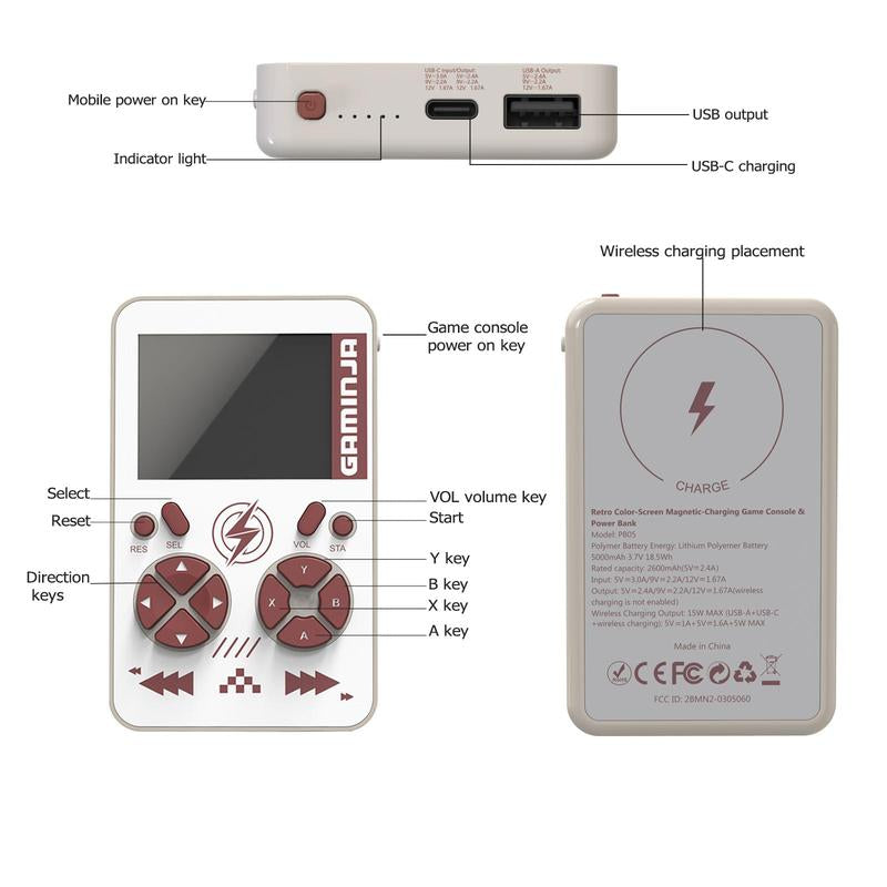 YLW Mini Handheld Game Player, Portable Retro Video Console, 2.4 Inch Color Screen Games Consoles, Handheld Games Consoles