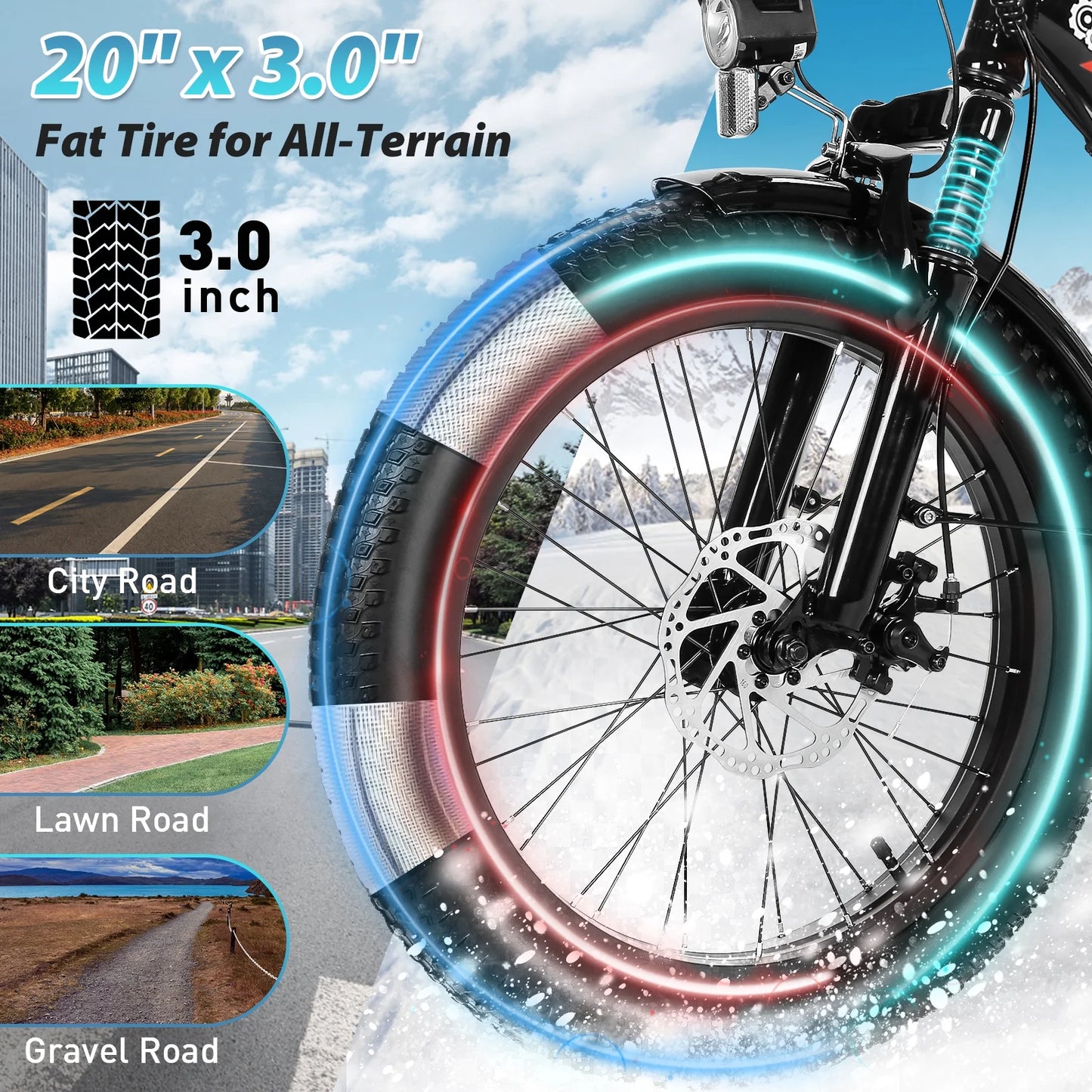 500W Fat Tire Electric Bike: 48V 10.4Ah, 20" Foldable