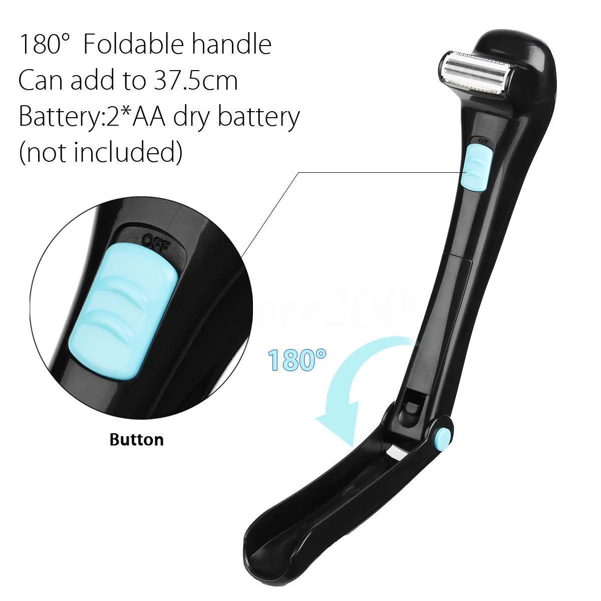 Men Electric Back Hair Shaver Depilation Manual Cordless Foldable Body Hair Trimmer Hair Removal Tool Shower