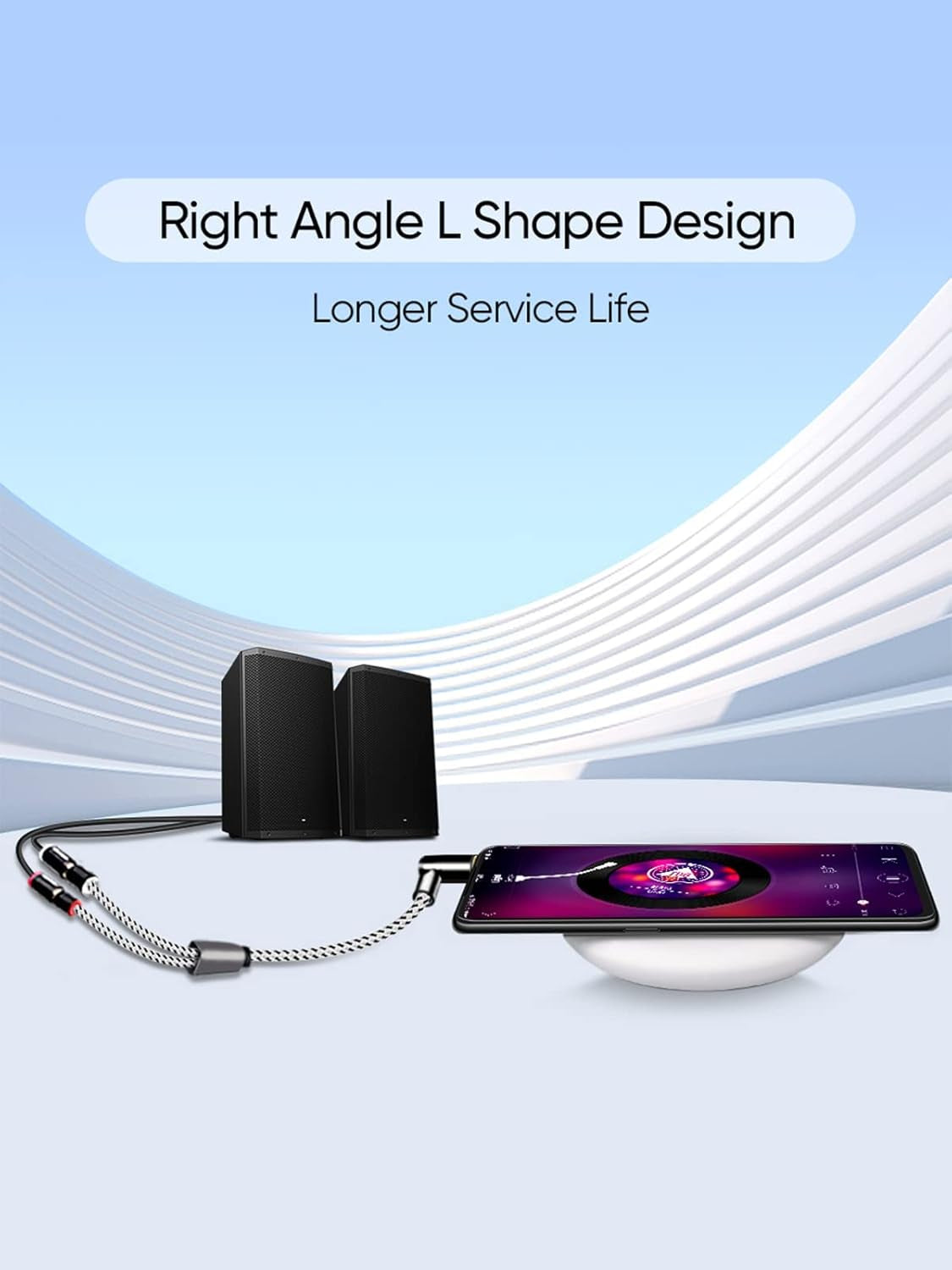 3.5Mm to 2RCA Female Cable, Angle 3.5Mm Mini-Jack to RCA Stereo Audio Y Cable Gold Plated, Compatible with Iphone,Ipod,Mp3,Tablets,Hifi Stereo System, Speaker,3Ft/0.92M