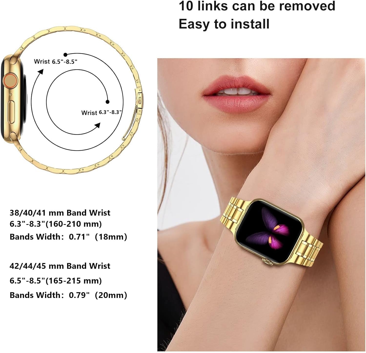 Stylish Gold Band & Case for Apple Watch (42/44mm)