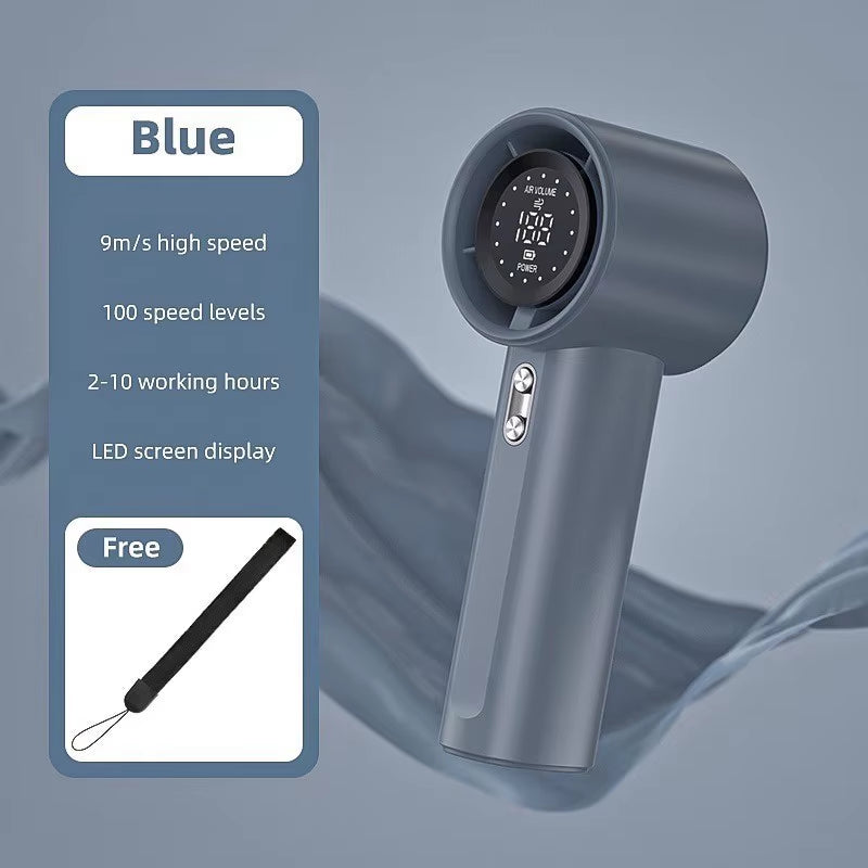 Handheld Small Fan Usb Charging 100 Levels Digital Display Rechargeable High-Speed Handheld Turbo Portable Violent Fan