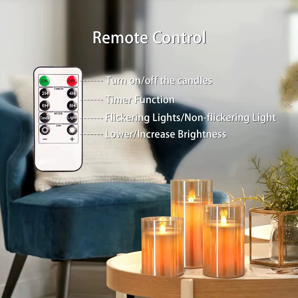 LED Acrylic Candle Set with Remote & Timer