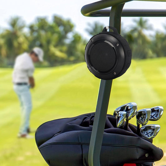 Outdoor Waterproof Bluetooth Speaker, Wireless Portable Shower Travel Bike Speaker with Subwoofer, Enhanced Bass, Built in Mic for Bicycle Riding, Sports, Pool, Beach, Hiking (Black & Bracket)