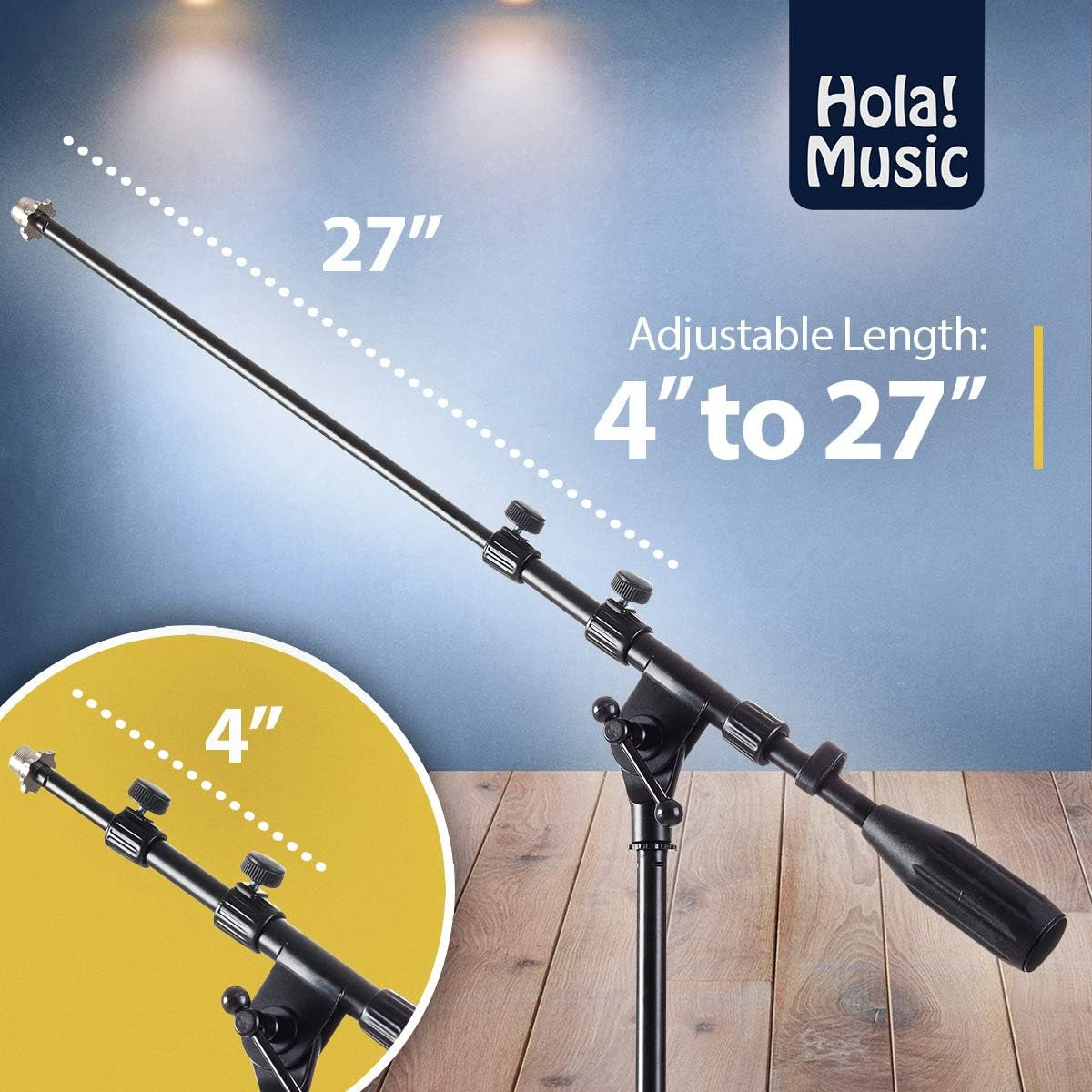 Mic Stand W/Adjustable Height for Home, Studio, Office or Stage Use – Weighted Base
