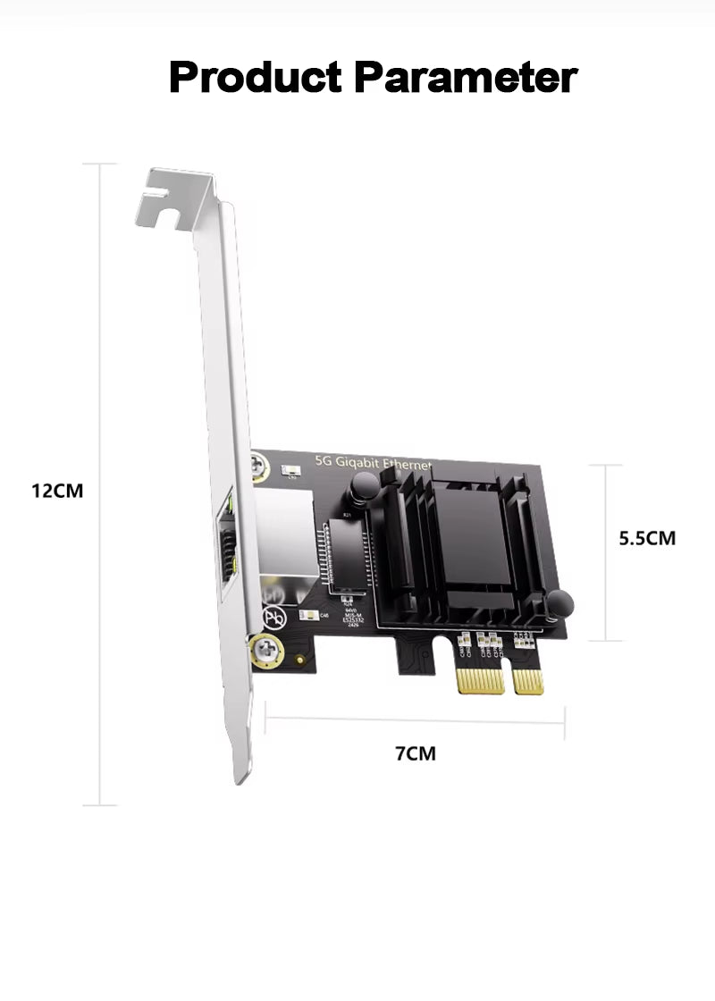 5Gbps Pcie to RJ45 Network Card RTL8126 Chip Gigabit Ethernet PCI Express Network Card for Desktop