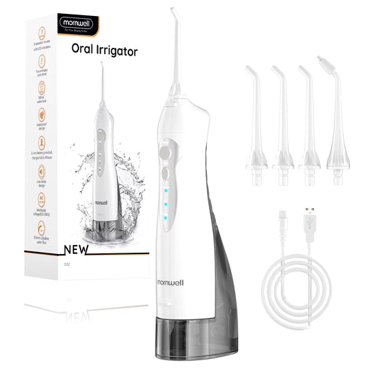 D52 Portable Water Flosser: 3 Modes, 4 Jet Tips, 300ml, USB Rechargeable