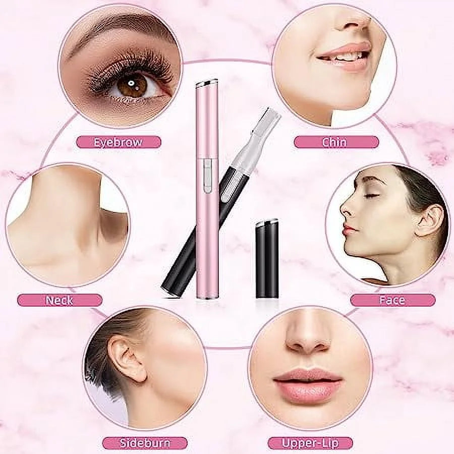Electric Eyebrow Trimmer Women'S Eyebrow Shaver Painless Eyebrow Razor Facial Hair Trimmer, Battery-Operated Facial Hair Remover for Eyebrow Trimmer, Leg Hair, Armpit Hair-Pink