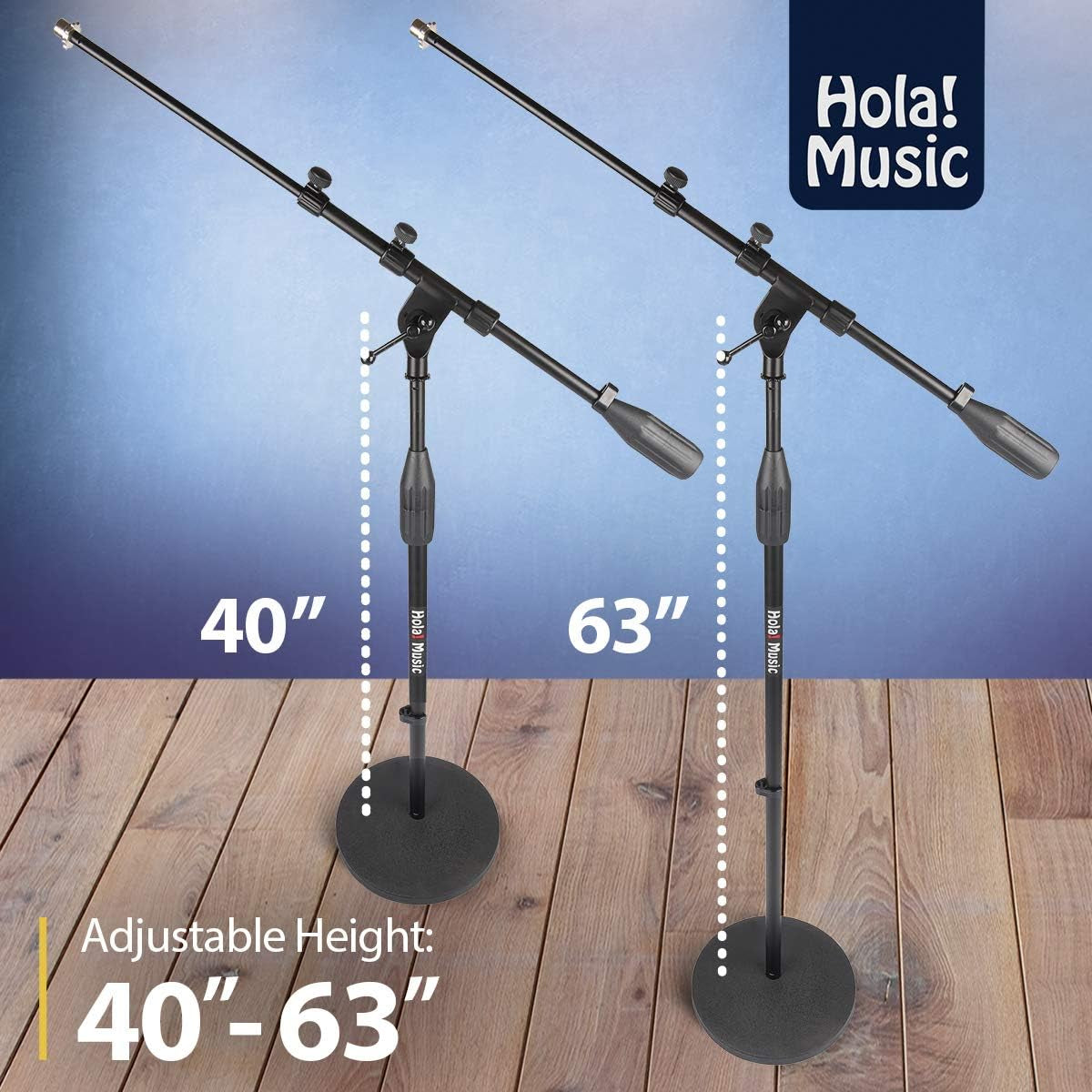 Mic Stand W/Adjustable Height for Home, Studio, Office or Stage Use – Weighted Base