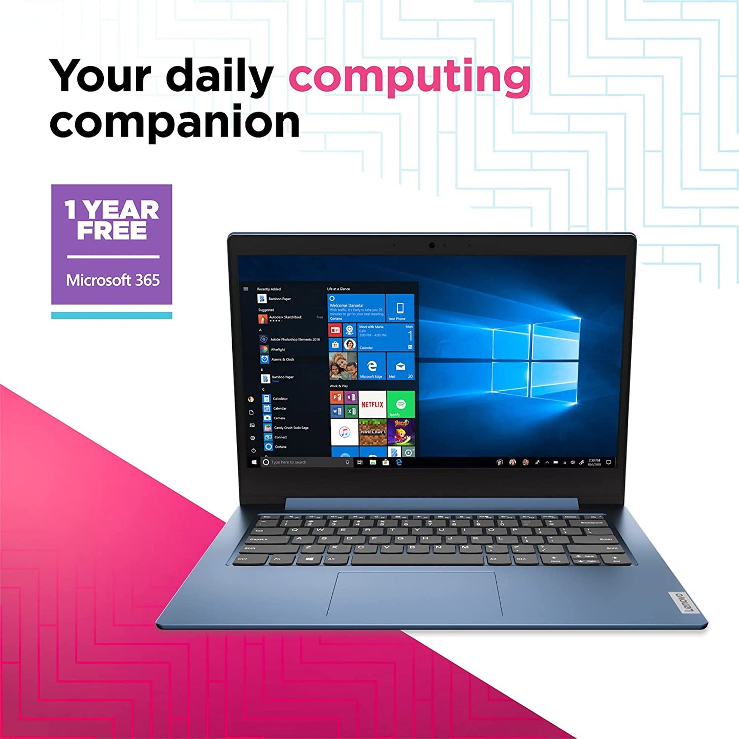 Ideapad 1 Laptop, 14.0" HD Display, Intel Celeron N4020, 4GB RAM, 64GB Storage, Intel UHD Graphics 600, Windows 11 in S Mode, Ice Blue