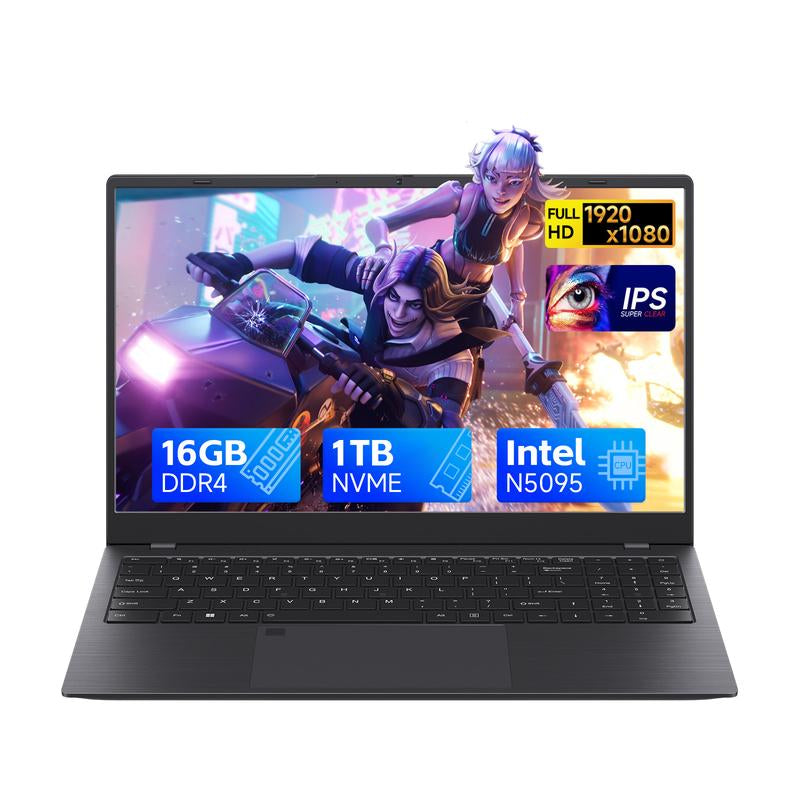 15.6 Inch Business Laptop Notebook PC CPU N5095 16GB RAM 512GB/1TB SSD Storage Windows 11 Fingerprint Recognition Backlit Keyboard