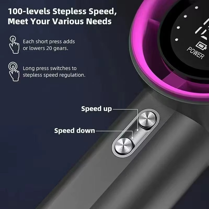 Handheld Small Fan Usb Charging 100 Levels Digital Display Rechargeable High-Speed Handheld Turbo Portable Violent Fan