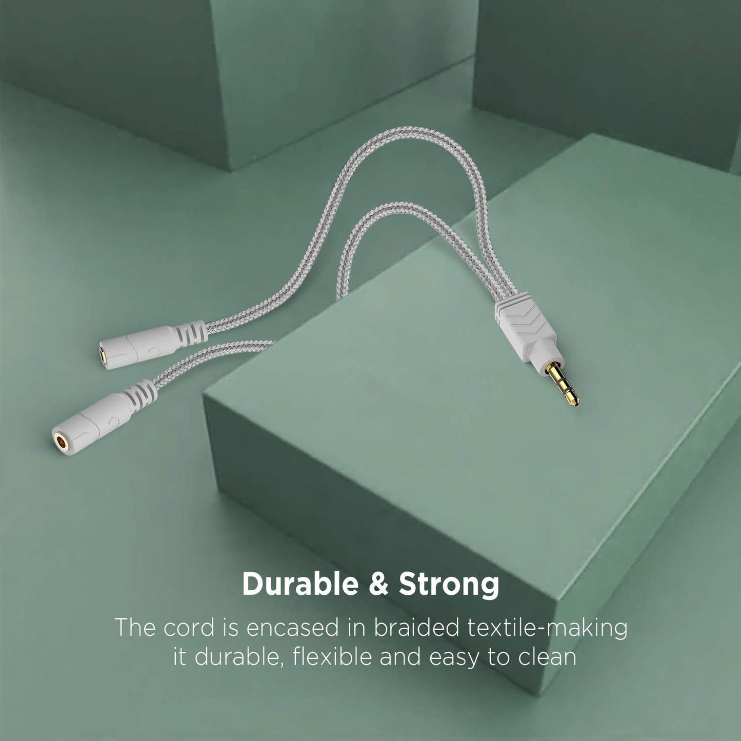 Headphone Splitter, AUX Splitter Cable for Headset Knitted 3.5Mm Splitter 2-Way Audio Splitter Stereo Audio Y Cable Produces Equal Audio Output for Headphones Earphones Speakers Joy Series