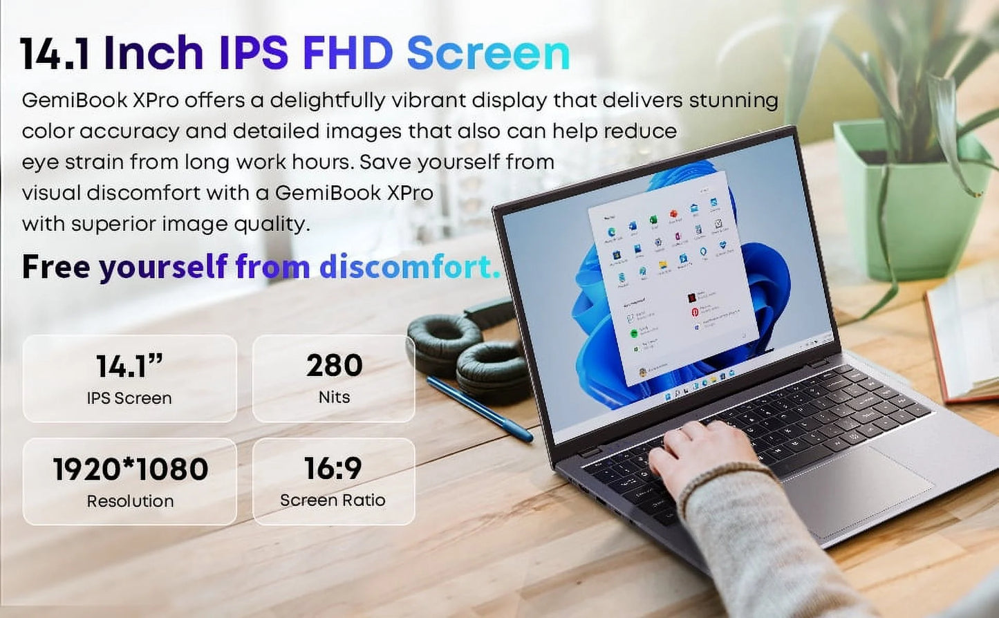Gemibook Xpro 14" Laptop,256Gb SSD 8GB Ram,Windows 11,12Th Gen Intel Alder Lake N100,2025 Upgrade Ultra Thin Notebook Gaming Computer,2160*1440 IPS Display,Wi-Fi,Bluetooth 5.1