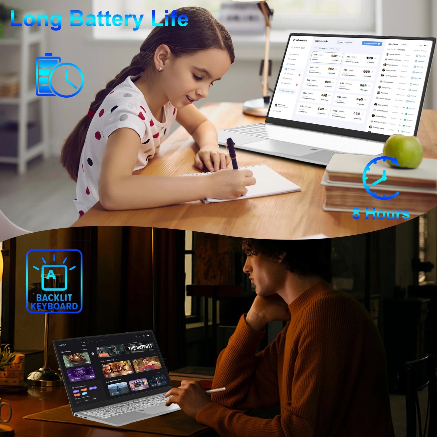 15.6 Inch 1080P FHD Laptop Computer 16GB RAM 512GB SSD with 4 Core Intel Celeron N5095, Fingerprint, Backlit Keyboard, Windows 11 Pro