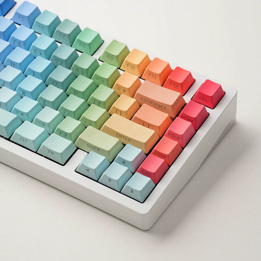 Gradient Translucent Color Sided Printed Keycaps 130Keys for Mechanical Keyboard English Korean Cangjie Key Caps Cherry PBT