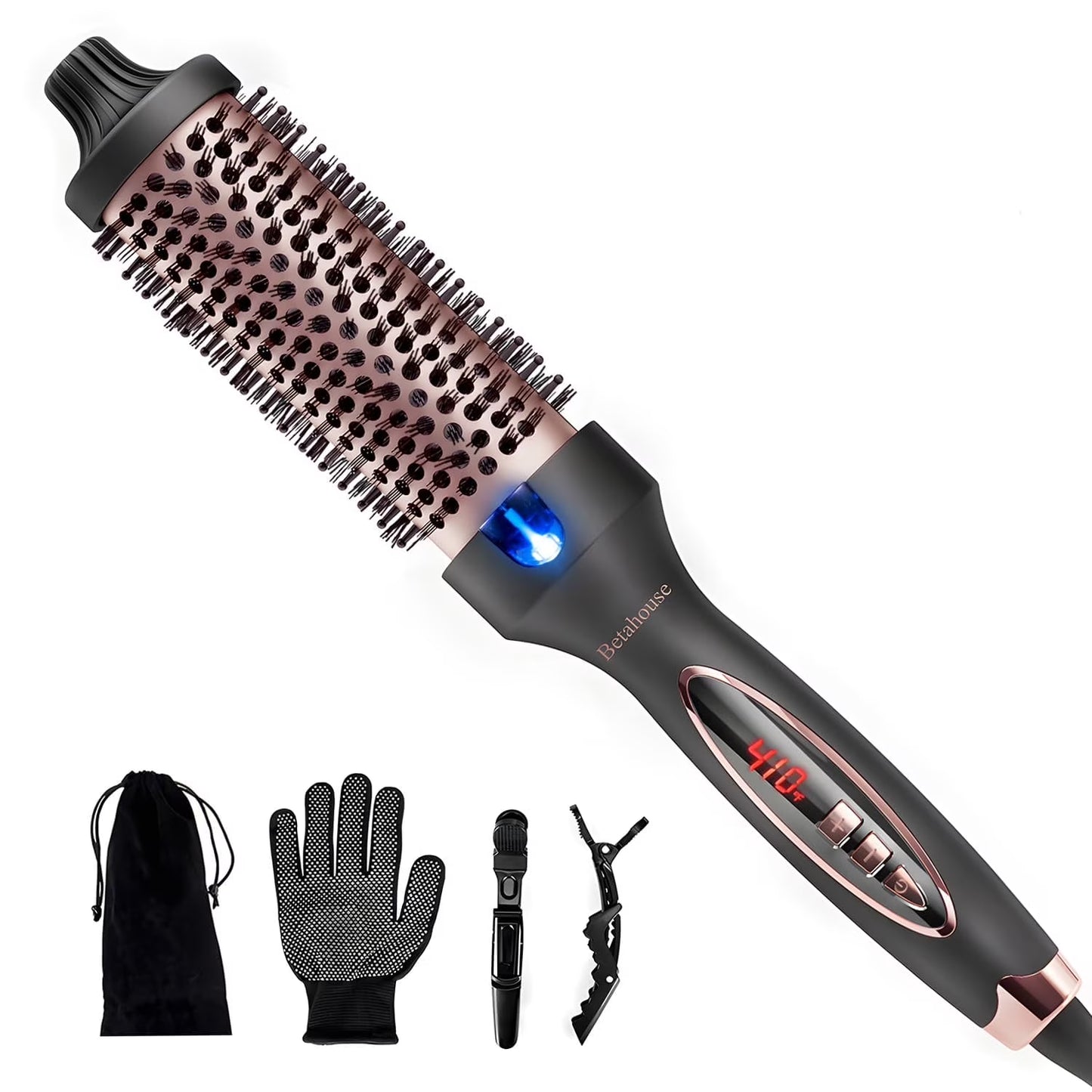 Curling Iron Brush for Blowout Look, 9 Heat Temps Hot Ionic Curling Iron 1 1/2 Inch Dual Voltage for Traveling