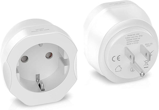 1 Pack European to US Plug Adapter, EU to US Adapter, Europe to USA Travel Converter for Most of EU Spain France Type C E F Plugs to America