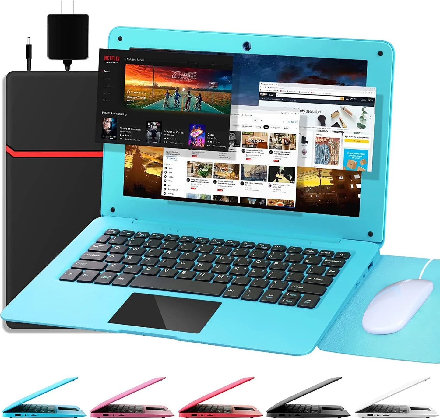 Laptop Computer-10.1" Inch Kids Laptop Powered by Android 7.1.1 OS, 2Gb Ram +32Gb, Bluetooth, Wi-Fi- Blue