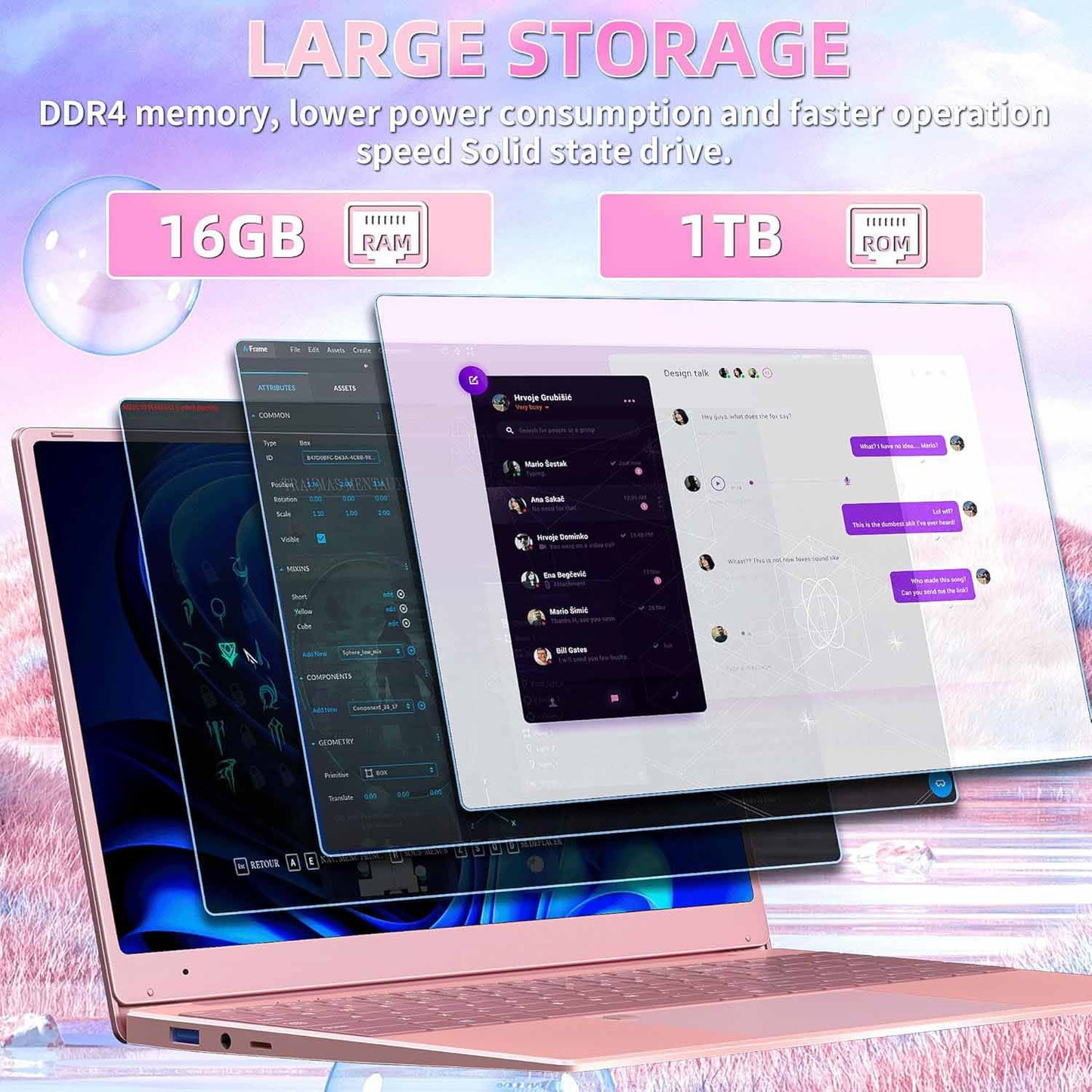 15.6" HD Student Laptop Computer Free Office 2024 Windows 11 Pro 16G DDR4 RAM 1TB SSD Large FHD IPS Screen Business Laptop Computer Intel Celeron N5095 Backlit KB