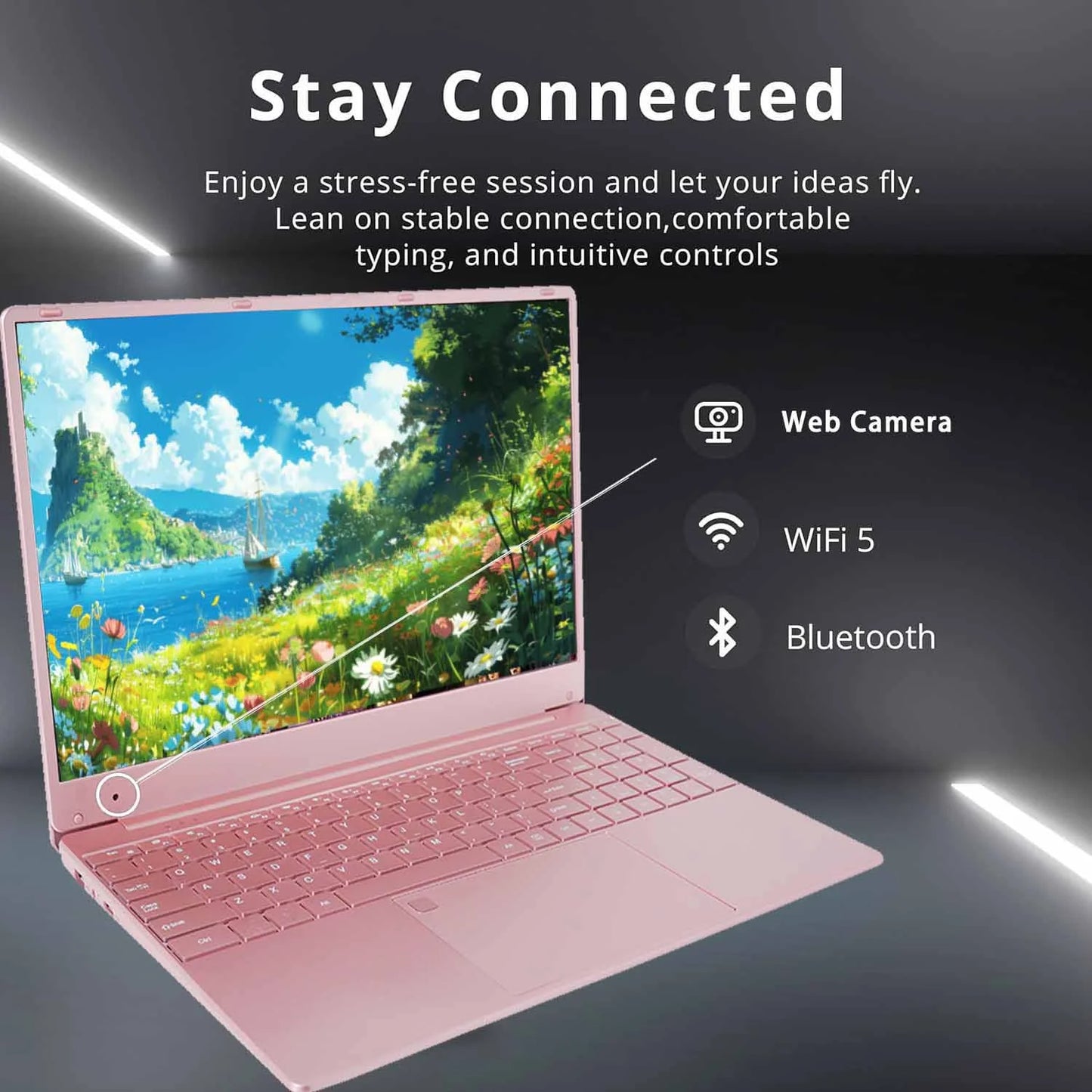 15.6" HD Student Laptop Computer Free Office 2024 Windows 11 Pro 16G DDR4 RAM 1TB SSD Large FHD IPS Screen Business Laptop Computer Intel Celeron N5095 Backlit KB