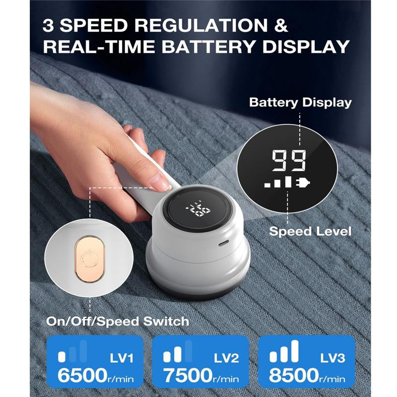 SUMZZZ 6-Blade Rechargeable Lint Shaver with LED Display