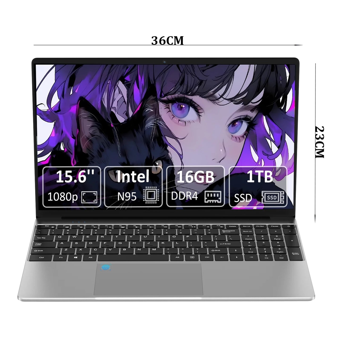 " 15.6"" Laptop, Intel Gen N95, 16GB RAM, 1TB Storage, FHD Display, Fingerprint Reader, Backlit Keyboard"