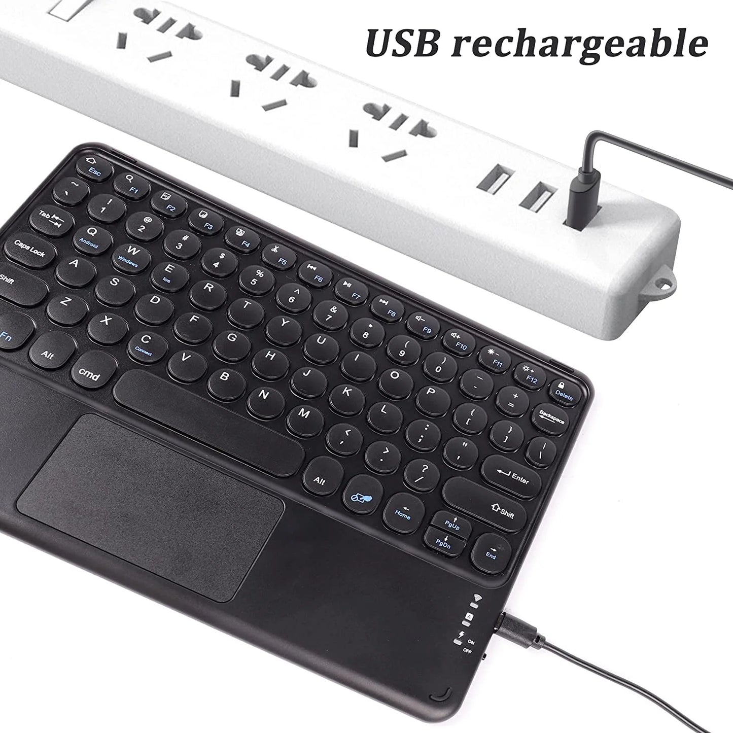 Wireless Bluetooth Keyboard with Touchpad for Ipad, Portable Mini Small Universal Rechargeable 10 Inch Ultra-Slim Wireless Keyboard for Tablet Smartphone PC Computer Laptop Windows Android Ios