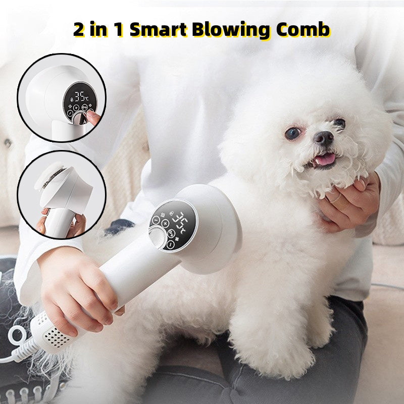 Smart Pet Hair Dryer - Silent Grooming Blow Dryer with Comb for Dogs & Cats (Safe & Gentle)
