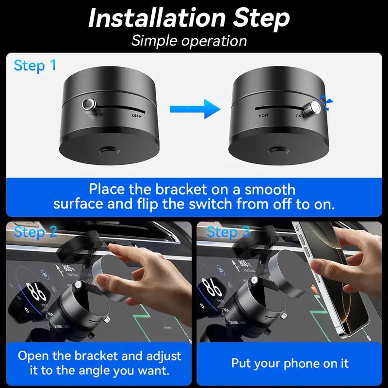 Versatile Magnetic Car Phone Holder: Vacuum Suction, for iPhone 16/15