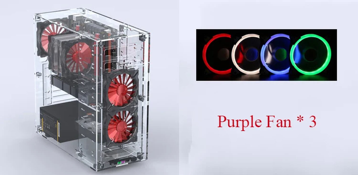 DIY Acrylic Computer Case Customized Full Transparent ATX Vertical Desktop Case Support MATX ITX Motherboard with USB3.0 Port