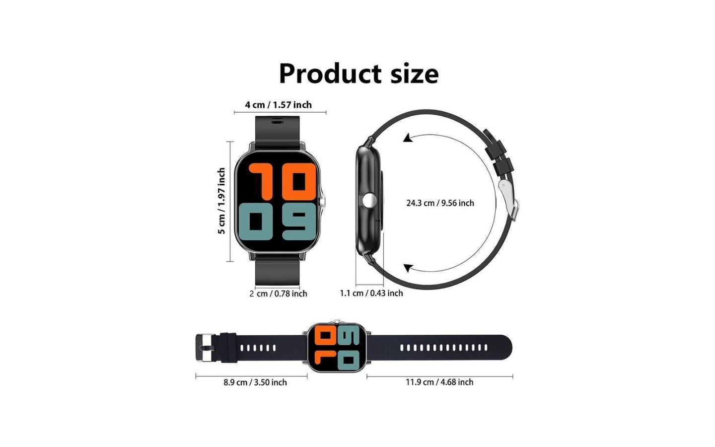 1.83" HD Smartwatch: SIMSONLAB BT Calling, Fitness & Weather, iOS/Android