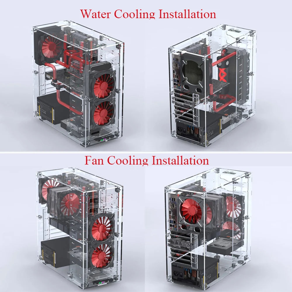 DIY Acrylic Computer Case Customized Full Transparent ATX Vertical Desktop Case Support MATX ITX Motherboard with USB3.0 Port
